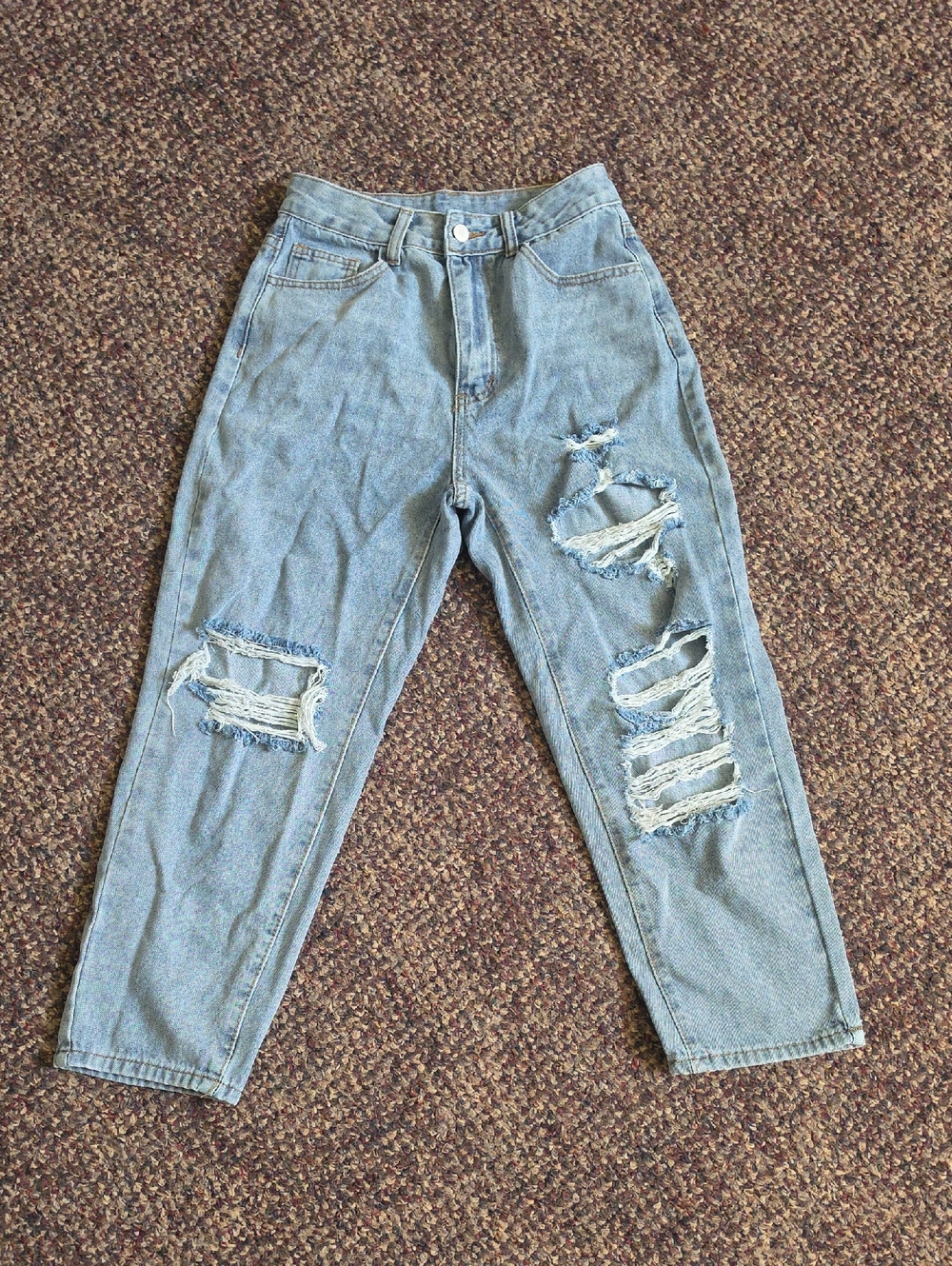 Light Blue Distressed Boyfriend Jeans
